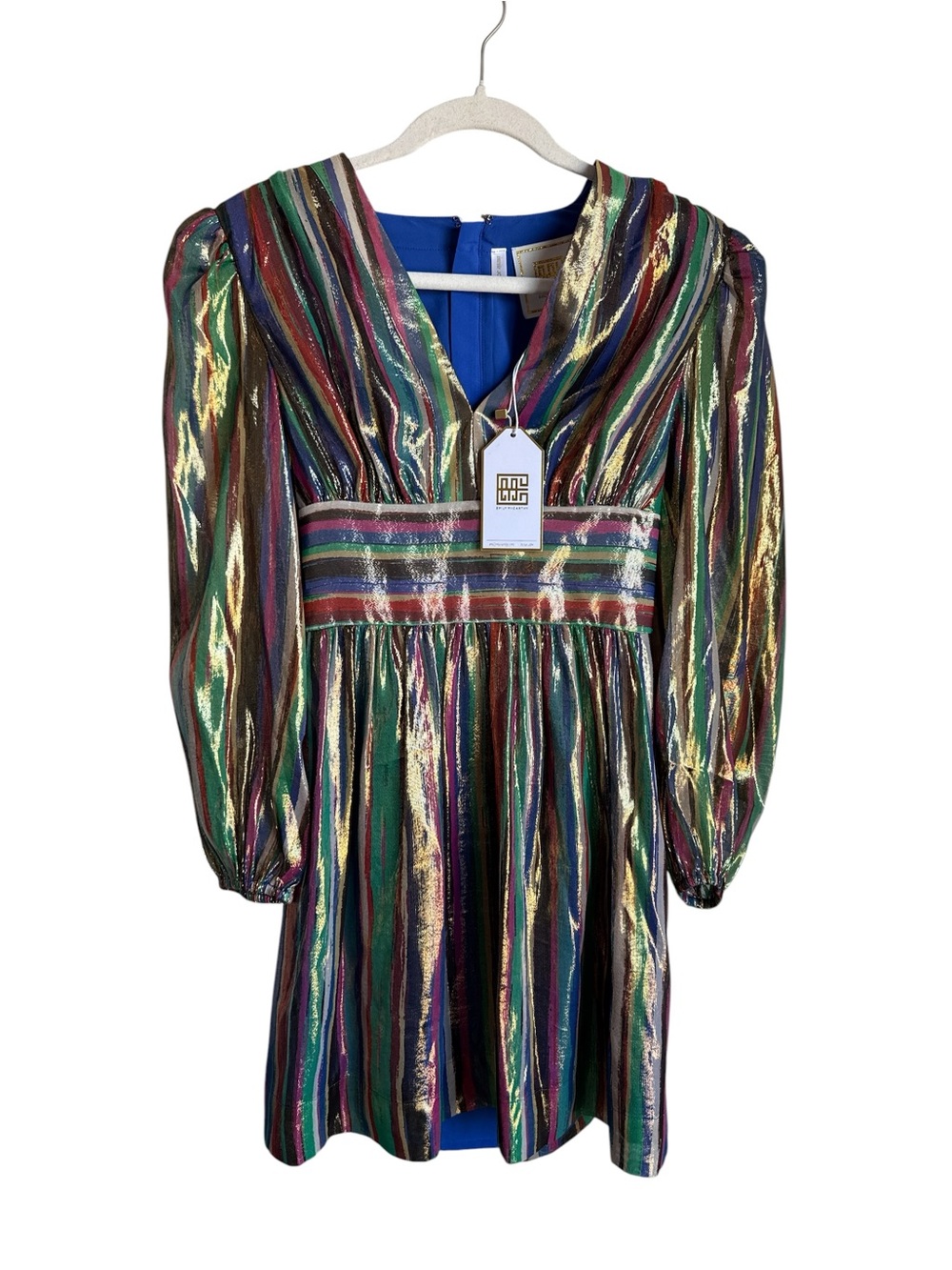 Emily McCarthy Metallic Long-sleeve Mini Dress NWT - Picture 10 of 10